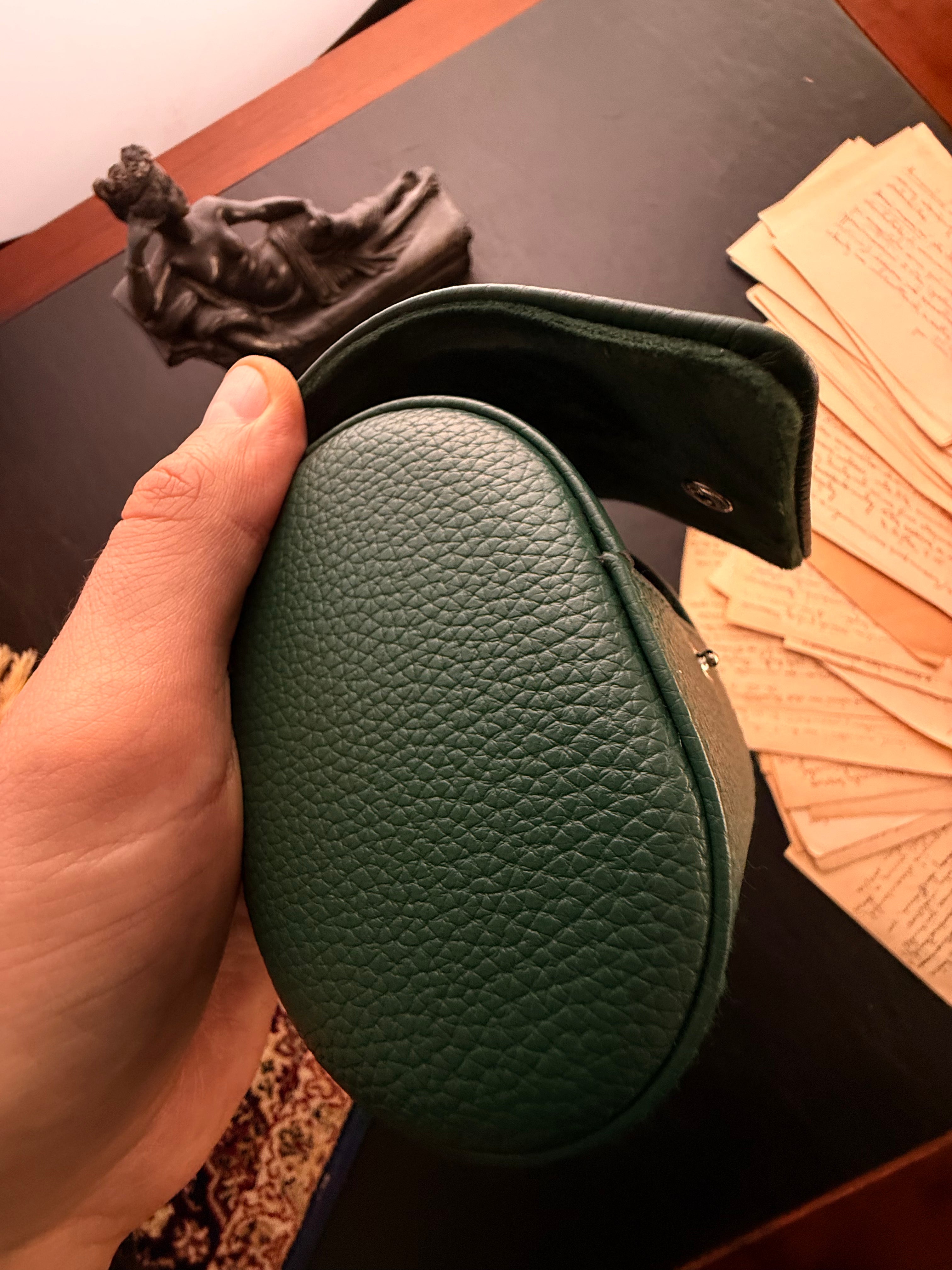 Italian Leather Watch Case — The Emerald Traveler