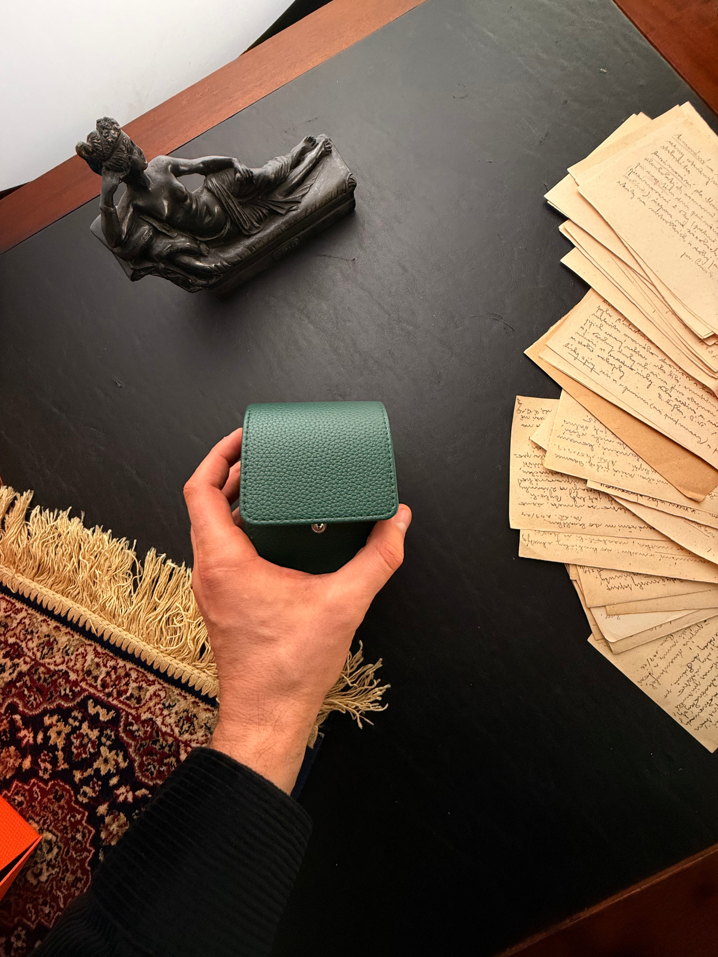 Italian Leather Watch Case — The Emerald Traveler
